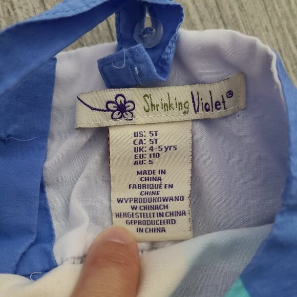Shrinking Violet toddler girls blue sun Tropical Sundress Size 5T - Picture 8 of 11